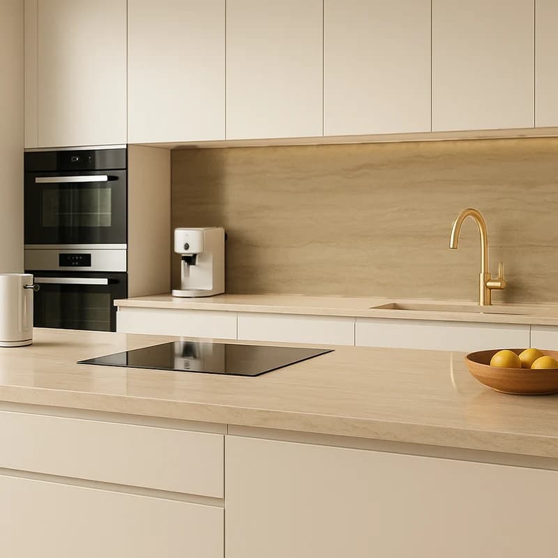 Light Dolgulu Parlatılmış Damarlı Traverten Plakalar 3