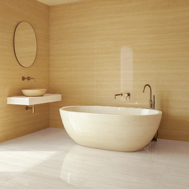 Light Dolgulu Parlatılmış Damarlı Traverten Plakalar 4