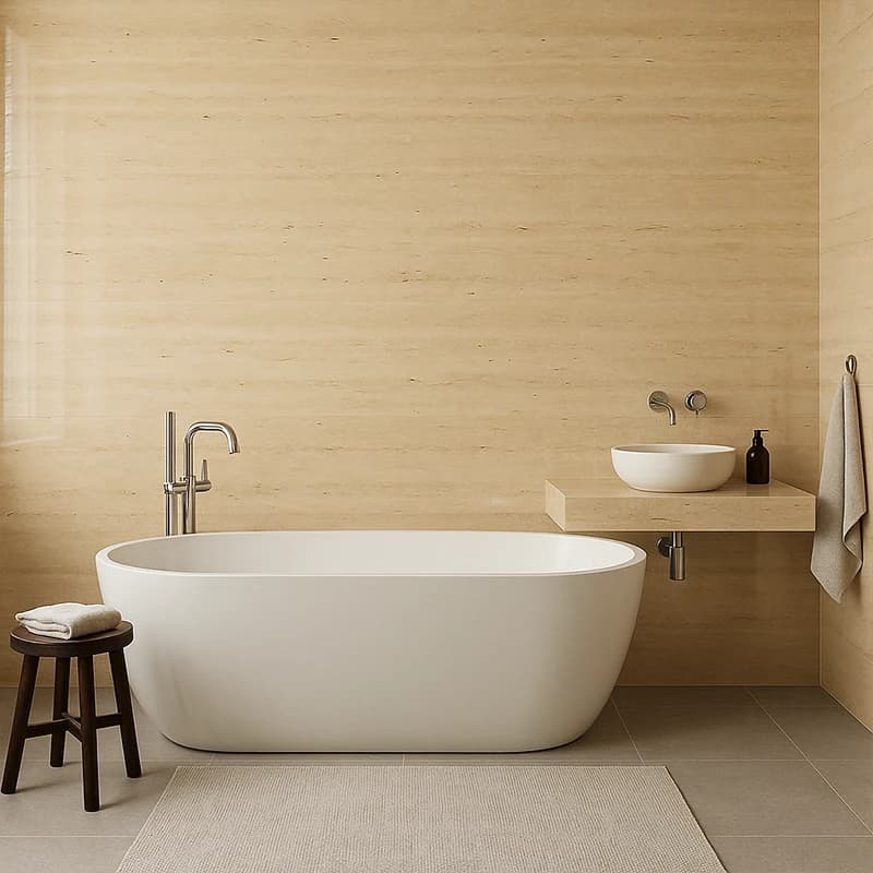  Light Dolgusuz Parlatılmış Damarlı Traverten Plakalar 4