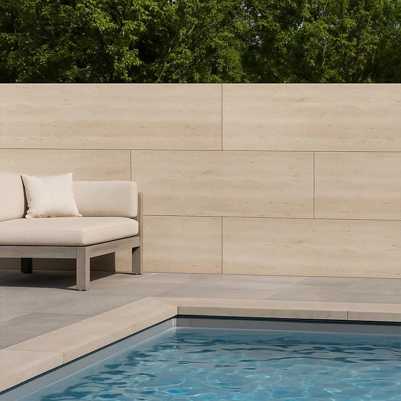 Light Dolgusuz Eskitilmiş Vein Cut Traverten Plakalar 3